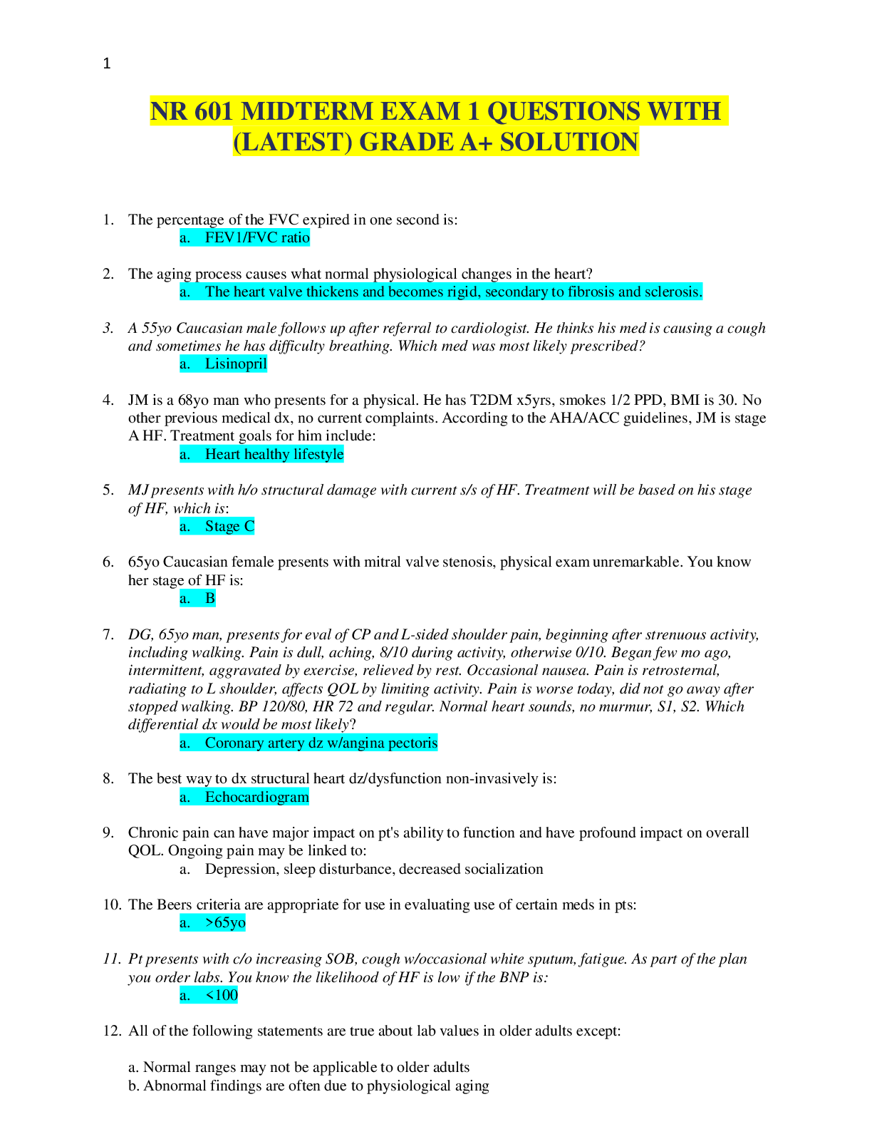Preview image of NR 601 MIDTERM EXAM 1 QUESTIONS WITH (LATEST) GRADE A+ SOLUTION document